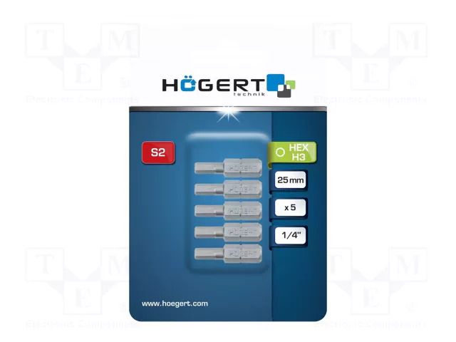 Screwdriver bit; hex key; HEX 3mm; Overall len: 25mm; 5pcs. HÖGERT TECHNIK HT1S347