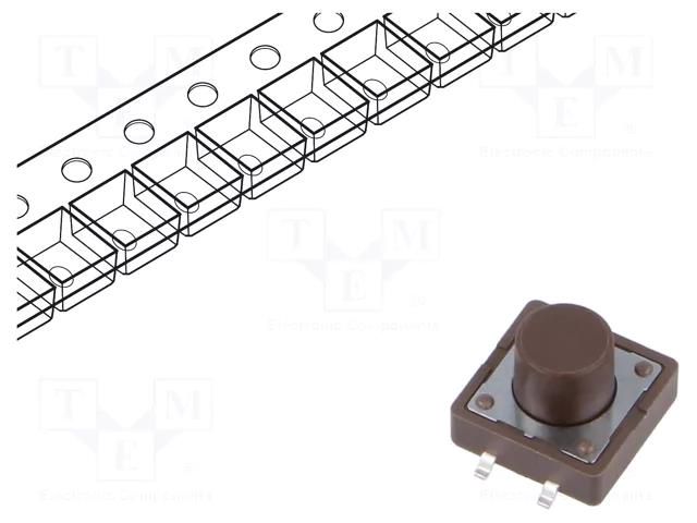 Microswitch TACT; SPST-NO; Pos: 2; 0.05A/12VDC; SMT; none; 1.6N DIPTRONICS DTSM-25N-V-REEL