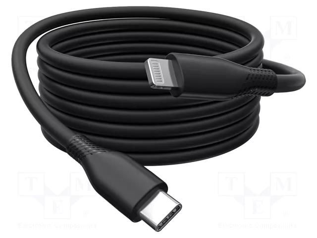 Cable; USB 2.0; Apple Lightning plug,USB C plug; nickel plated DIGITUS AK-600110-020-S