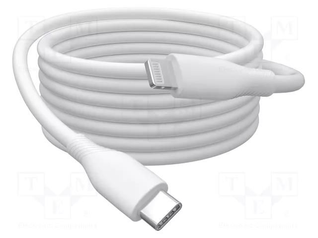 Cable; USB 2.0; Apple Lightning plug,USB C plug; nickel plated DIGITUS AK-600110-005-W