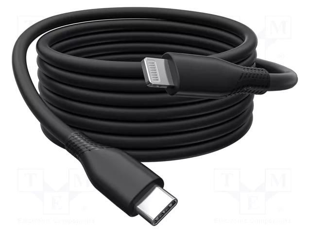 Cable; USB 2.0; Apple Lightning plug,USB C plug; nickel plated DIGITUS AK-600110-010-S