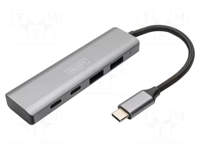 Hub USB; USB A socket x2,USB C socket x2,USB C plug; USB 3.1 DIGITUS DA-70245