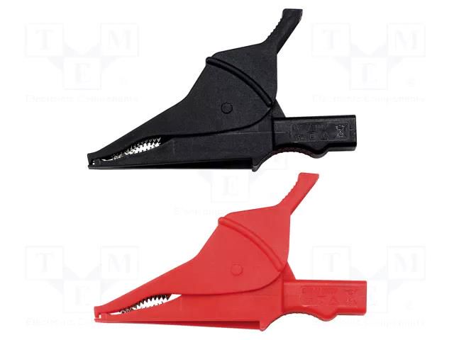 Crocodile clip; 15A; black,red; Socket size: 4mm; plug-in; 2pcs. CHAUVIN ARNOUX CA-P01295457Z