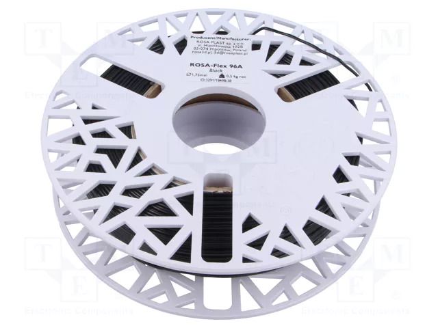 Filament: ROSA-FLEX 96A; 1.75mm; black; 210÷250°C; 500g ROSA 3D ROSA-3291