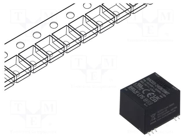 Converter: AC/DC; 3W; Uin: 85÷264VAC,120÷370VDC; Uout: 24VDC; 77% RECOM RAC03-24SK/SMT-R