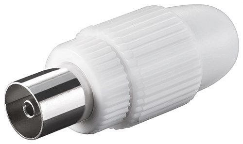 Coaxial Coupling with Screw Fixing, white - screwable plastic coaxial plug 11501