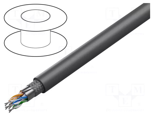 Wire; Alpha Essential C&C; 3x2x22AWG; PVC; dark grey; 300V; 305m ALPHA WIRE 6374-SL001