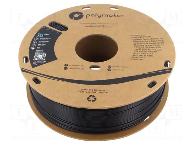Filament: ABS; 1.75mm; black; 245÷265°C; 1kg; Table temp: 90÷100°C POLYMAKER PE01001