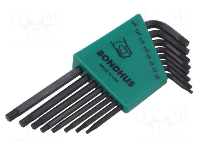 Wrench: Torx®-set; TX6,TX7,TX8,TX9,TX10,TX15,TX20,TX25; long BONDHUS BONDHUS-31832