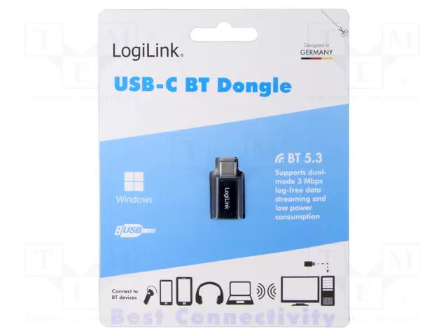 BT adapter; USB C plug; Bluetooth 5.3 + EDR; USB; 3Mbps; 20m LOGILINK BT0048A