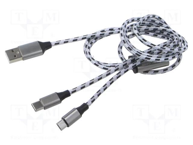 Cable; High Speed,USB 2.0; nickel plated; 1.2m; white; textile LOGILINK CU0202