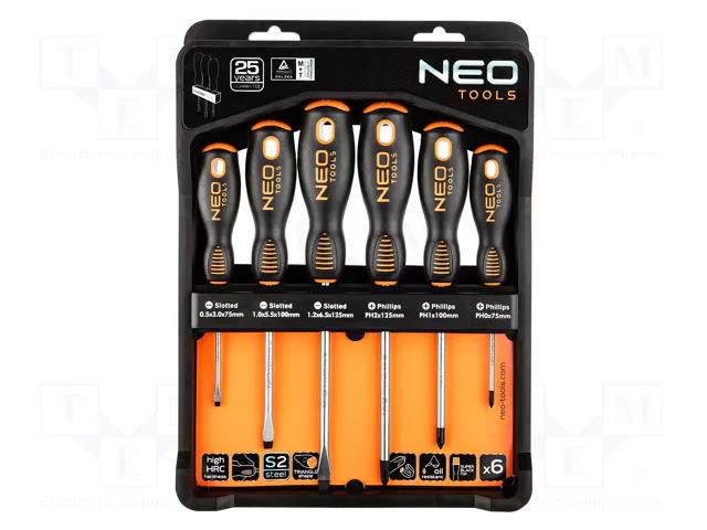 Kit: screwdrivers; Phillips,slot; 6pcs. NEO TOOLS NEO-04-213