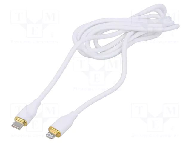 Cable; USB 2.0; Apple Lightning plug,USB C plug; 1.5m; white GEMBIRD CC-USB2S-CM8PM1.5W
