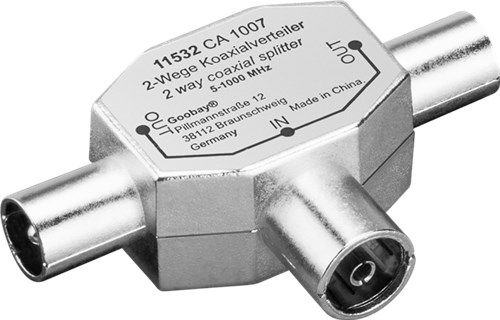 Coaxial T Adapter: Double Coaxial Plug > Coaxial Socket - metal adapter plug 11532