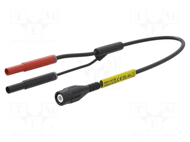 Test lead; BNC plug,banana plug 4mm x2; insulated; Len: 1m STÄUBLI XLAM-SAK-RG58-100