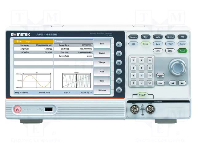 Generator: arbitrary, function; 25MHz; colour,LCD 8"; Ch: 1 GW INSTEK AFG-4125E