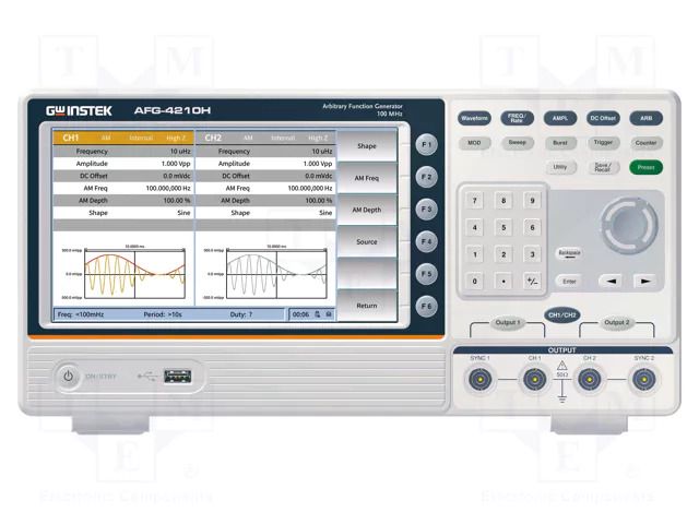 Generator: arbitrary, function; 100MHz; Ch: 2; 10Mpts/ch; AFG-4000 GW INSTEK AFG-4210H