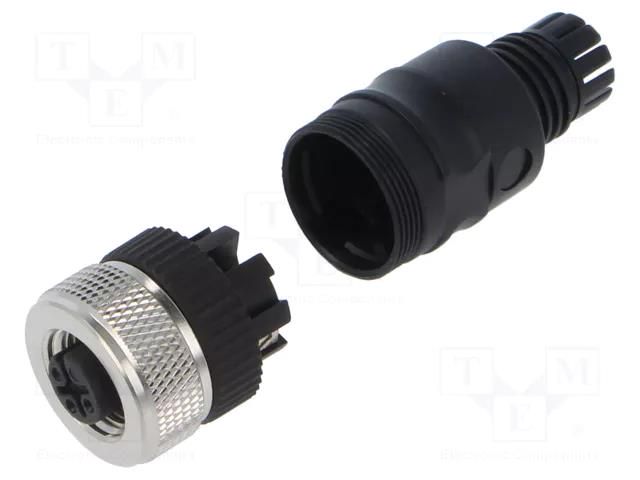 Connector: M12; plug; female; 4A; 125V; PIN: 3; IP67; straight LUTRONIC 1240-03-T7CR
