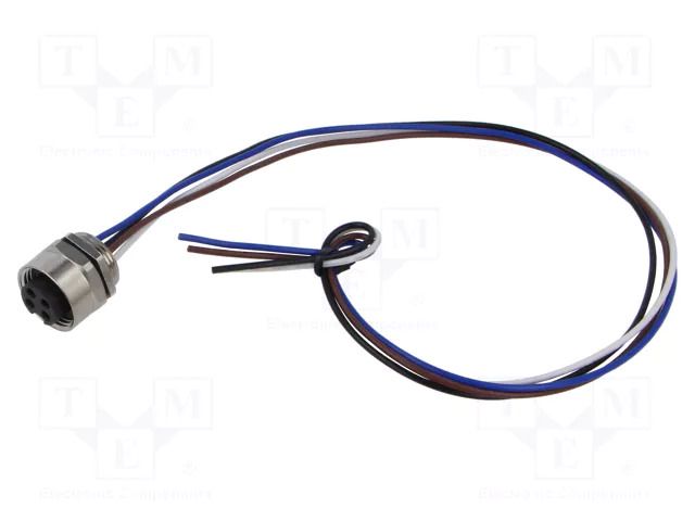 Connector: 7/8"; socket; female; PIN: 4; IP67; straight; cables; 0.5m LUTRONIC 7820-04-T13CW-05M