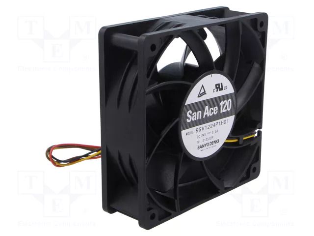 Fan: DC; axial; 24VDC; 120x120x38mm; 309.6m3/h; 58dBA; ball; 5200rpm SANYO DENKI 9GV1224P1H01