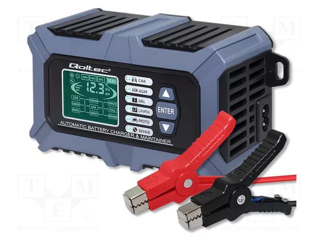 Charger: for rechargeable batteries; 6A; Out: crocodile clip; 85% QOLTEC QOLTEC-52488