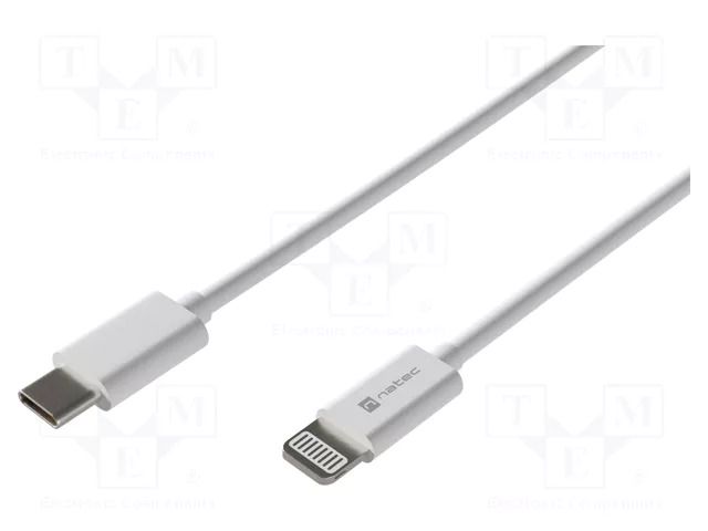 Cable; USB 2.0; Apple Lightning plug,USB C plug; 1m; white; 20W NATEC NKA-2150