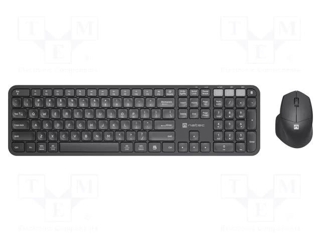 Office kit; black; universal; USB A; wireless,US layout; 10m NATEC NKL-1998
