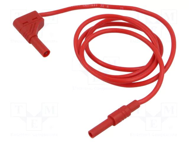 Test lead; 32A; banana socket 4mm,angular banana plug 4mm; red HIRSCHMANN T&M MALSWG-B100/2.5RT