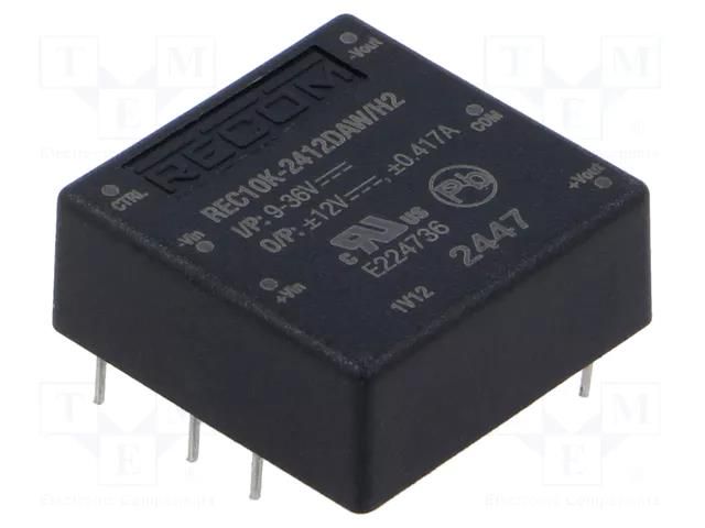 Converter: DC/DC; 10W; Uin: 9÷36VDC; Uout: 12VDC; Uout2: -12VDC RECOM REC10K-2412DAW/H2