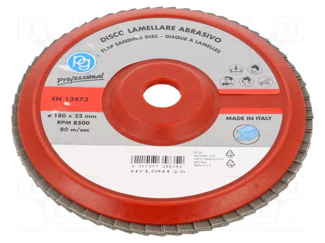 Flap grinding wheels; Ø: 180mm; Øhole: 22mm; Granularity: 120 PG PROFESSIONAL PG-358.35