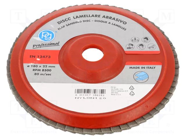 Flap grinding wheels; Ø: 180mm; Granularity: 120; wood,metal; 22mm PG PROFESSIONAL PG-358.35