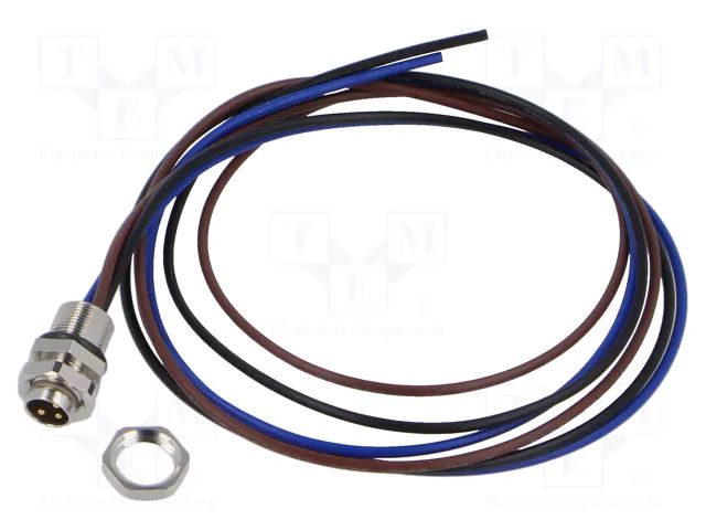 Connector: M8; socket; male; 48V; 4A; PIN: 3; IP67; cables; 0.34mm2 LUTRONIC 0830-03-T8CW-05M