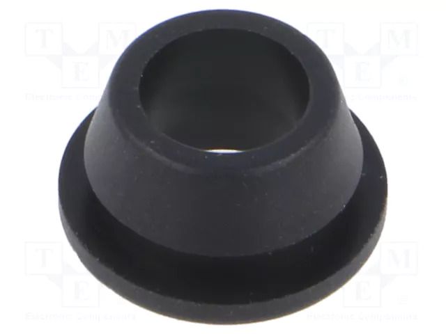 Grommet; Ømount.hole: 12mm; Øhole: 8mm; black; Panel thick: max.2mm ESSENTRA ESS-10091012