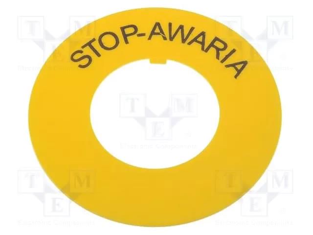 Warning plate; 30mm; Ømount.hole: 30.5mm; Ø: 60mm; PVC PROMET DR-STOP-FI30