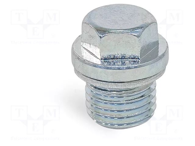 Hexagon head screw plug; with seal; Thread: M10; steel; Pitch: 1 ELESA+GANTER DIN910ST-M10X1AA