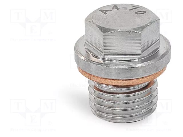 Hexagon head screw plug; with seal; Thread: M18; Gasket: copper ELESA+GANTER DIN910-A4M18X1.5AC