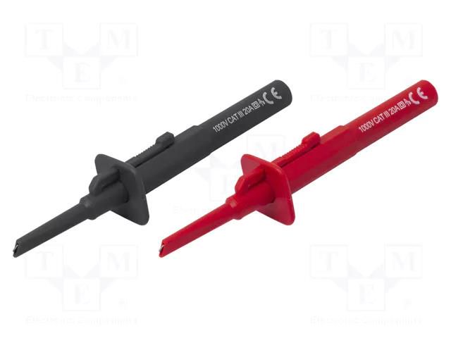 Clip-on probe; hook type; 20A; black,red; 121.2mm; 2pcs. CAL TEST CT4386