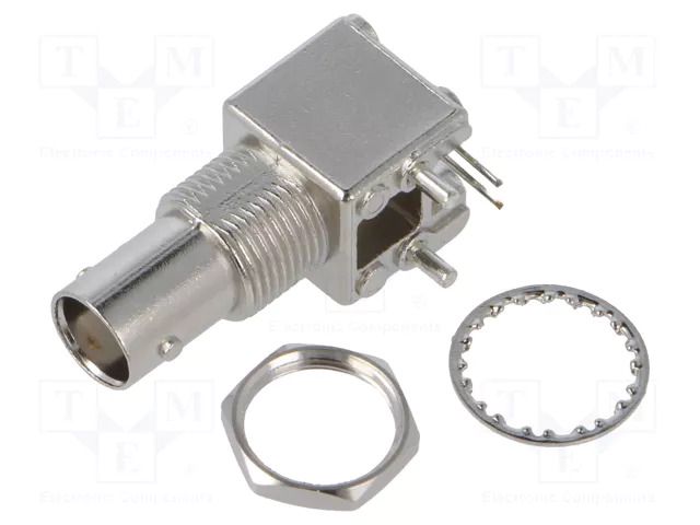 Connector: BNC; socket; female; angled 90°; 50Ω; THT; on PCBs AMPHENOL RF B6252HA-NPP3G-50