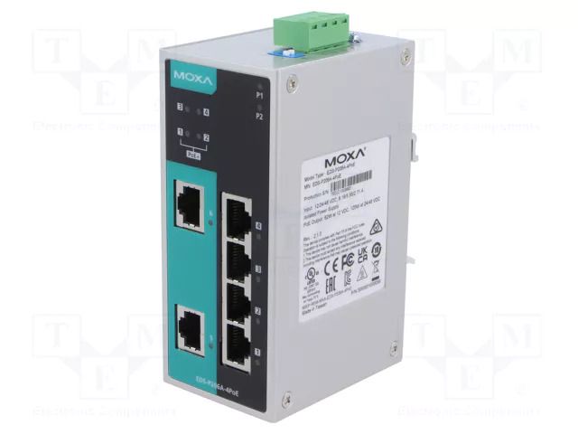 Switch Ethernet; unmanaged; Number of ports: 6; 12÷57VDC; EDS MOXA EDS-P206A-4POE