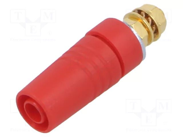 Connector: 4mm banana; socket; 32A; 1kV; red; gold-plated; M4,screw HIRSCHMANN T&M SAB2600GM4AURT