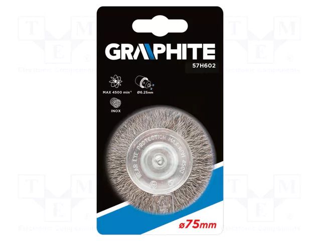 Wheel brush; 75mm; steel,acid resistant steel,stainless steel GRAPHITE 57H602