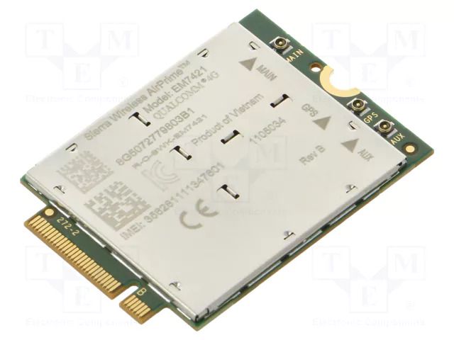 Module: LTE; 4G; Down: 300Mbps; Up: 150Mbps; M.2; HSPA+,LTE CAT7 SIERRA WIRELESS EM7421