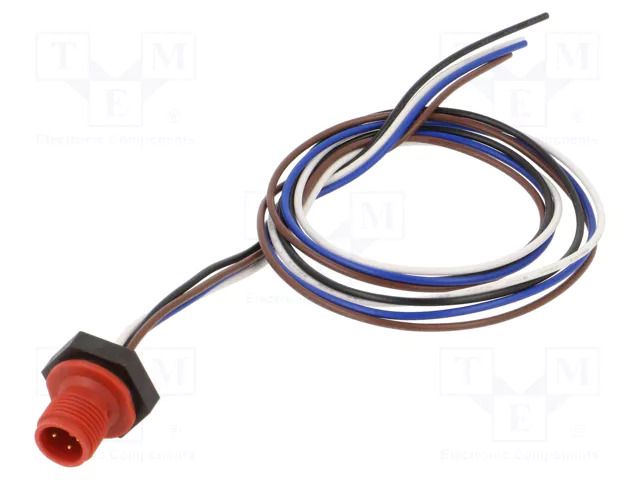 Connector: M12; socket; male; 4A; 250V; PIN: 4; IP67; straight; cables LUTRONIC 1230-04-T16CW10305