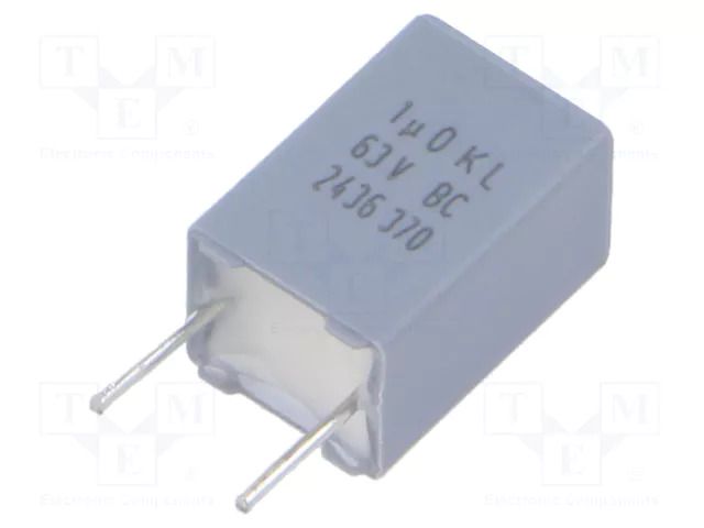Capacitor: polyester; 1uF; 40VAC; 63VDC; 5.08mm; ±10%; 7.2x11x6mm VISHAY BFC237011105