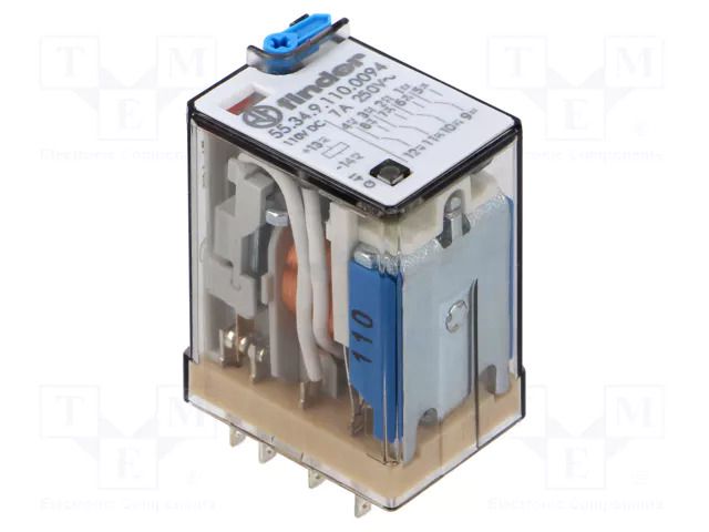 Relay: electromagnetic; 4PDT; 110VDC; 7A/250VAC; plug-in; 55.34 FINDER 55.34.9.110.0094