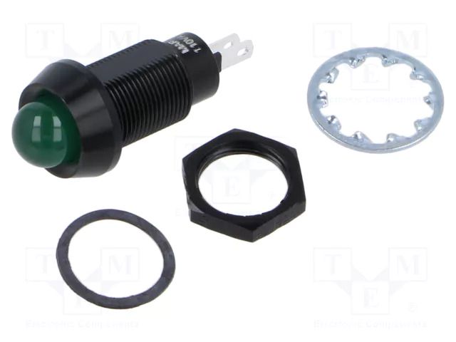 Indicator: LED; prominent; green; 110VAC; Ø12.7mm; IP67; connectors MARL 651-114-75