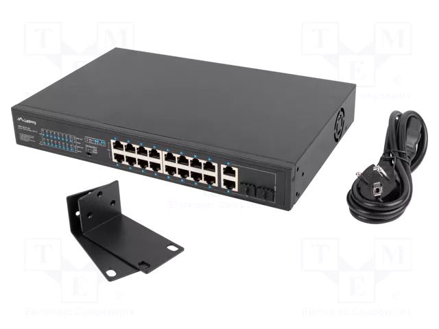 Switch Ethernet; IEC C14,RJ45 socket x18; Gigabit Ethernet LANBERG RSFE-16P-2C-250