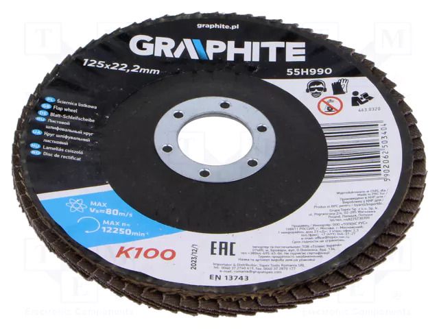 Flap grinding wheels; Ø: 125mm; Granularity: 100; 22.2mm GRAPHITE 55H990