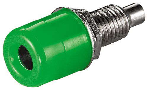 Banana Chassis Socket with Screw, green - 4 mm, 2 nuts, Green 11733