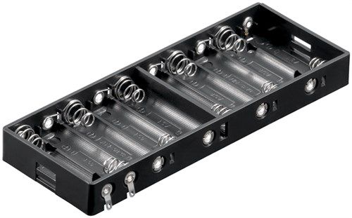 10x AA (Mignon) Battery Holder, black - Solder tail (U) 11986